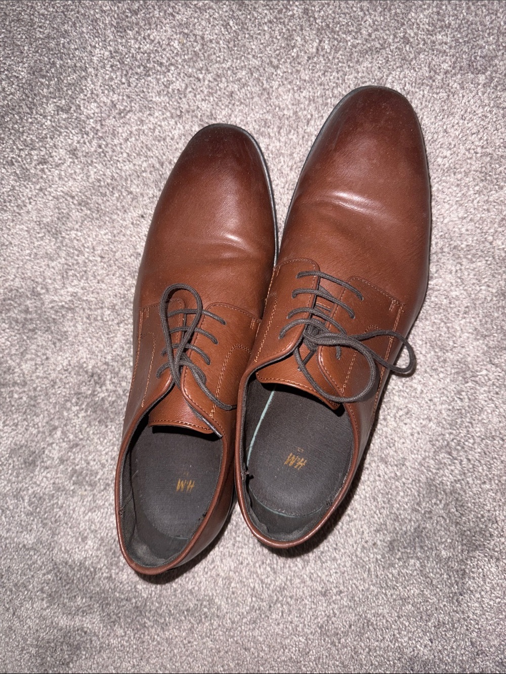 H&M Brown Leather Derby Shoes - Classic Lace-Up